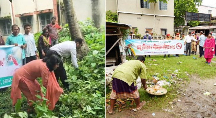 ডেঙ্গু প্রতিরোধে চুয়াডাঙ্গায় পরিচ্ছন্নতা অভিযান, ঝোপঝাড় কাটলেন জেলা প্রশাসক